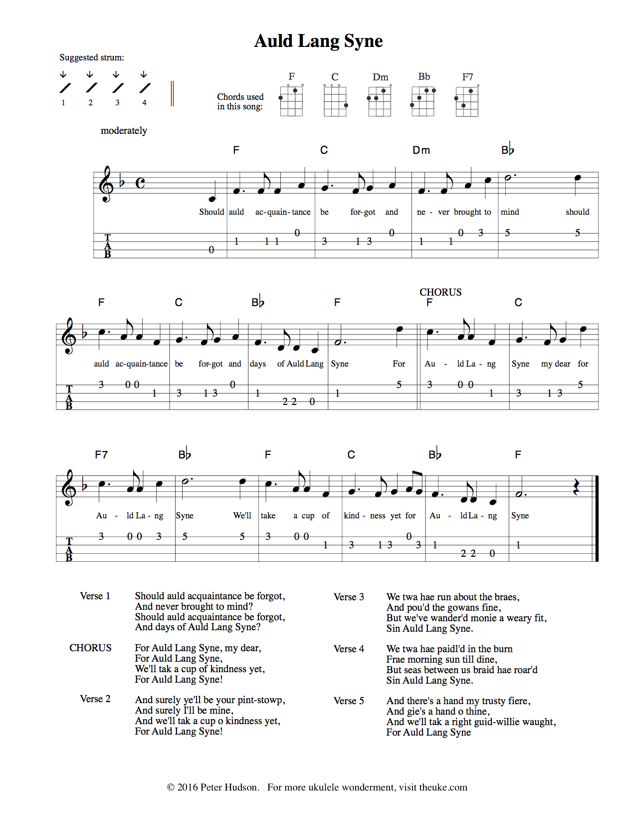 instructions and sheet music for ukulele