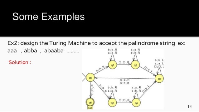 Example of turing machine in automata