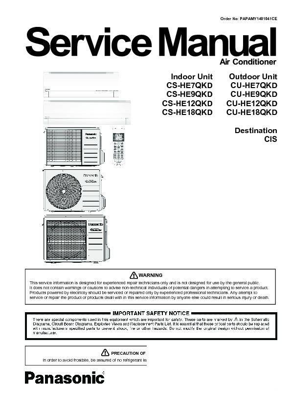 panasonic air conditioner u140pe1r5a instruction manual