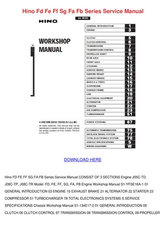 Hino 700 series workshop manual free