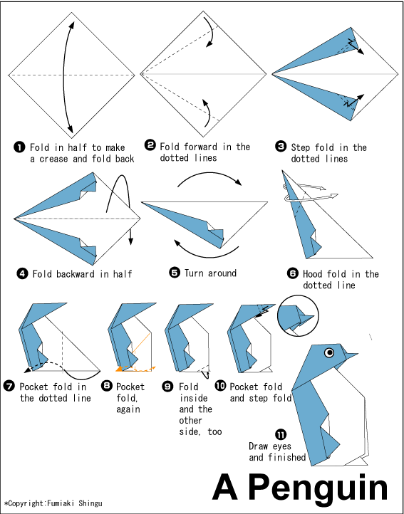 origami penguin folding instructions