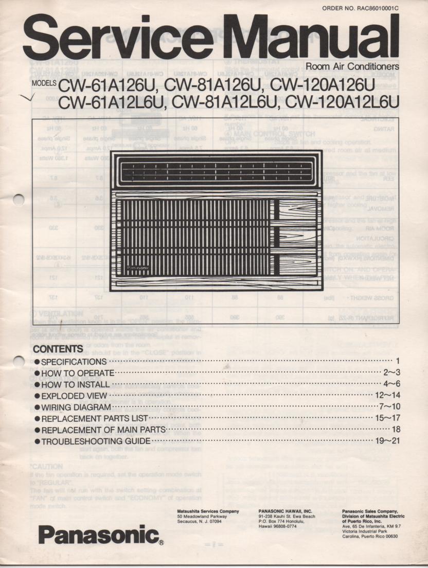 panasonic air conditioner u140pe1r5a instruction manual