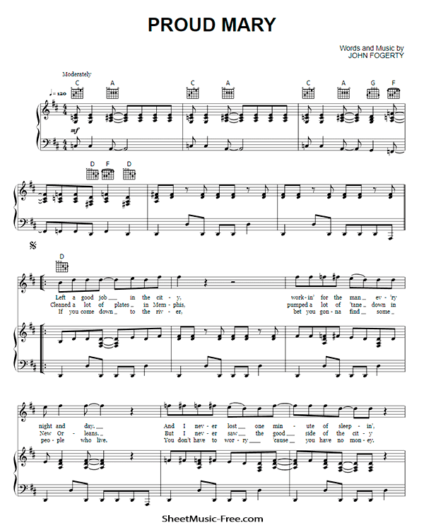 Proud mary piano sheet music pdf