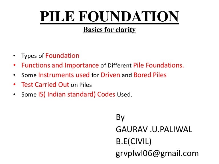 Classification of pile foundation pdf