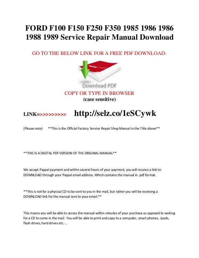 1989 ford f150 owners manual pdf