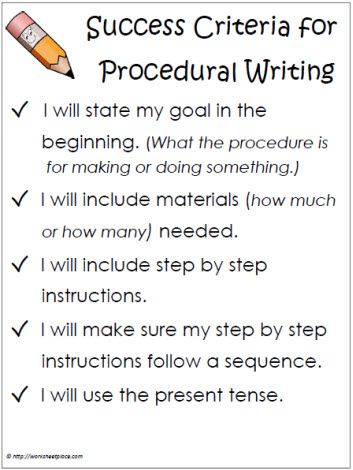 instruction writing success criteria