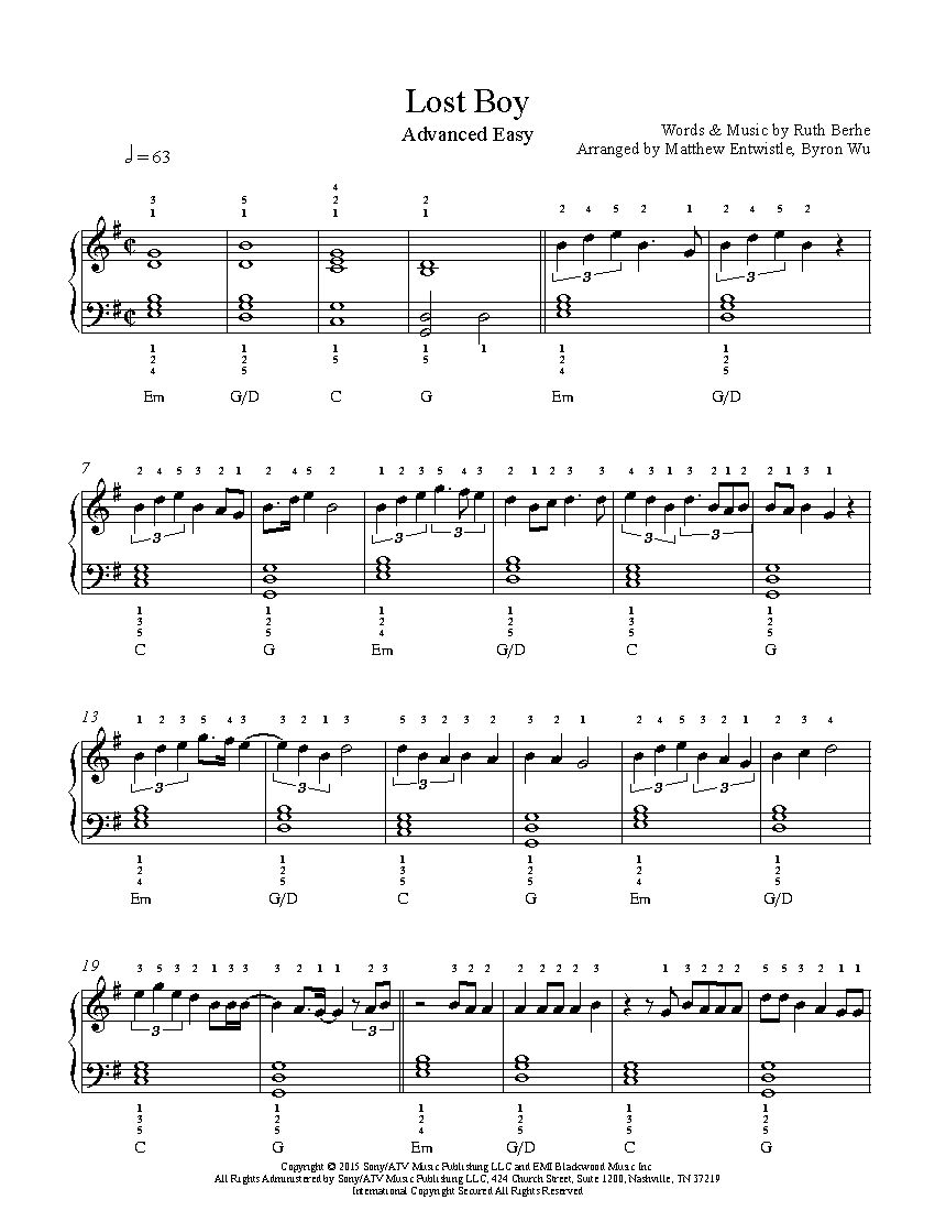 Lost boy piano sheet music pdf free