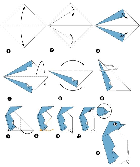origami penguin folding instructions